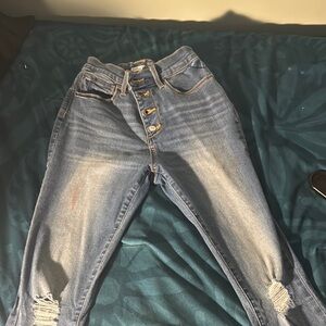 Old Navy Blue Boyfriend Jeans with Vintage Distressing